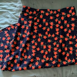 Jcrew Floral Navy and Red Women's midi Skirt